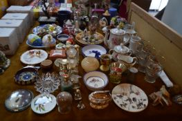 Table Lot of Pottery and Glassware Including Ornam