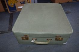 Vintage Green Leatherette Suitcase