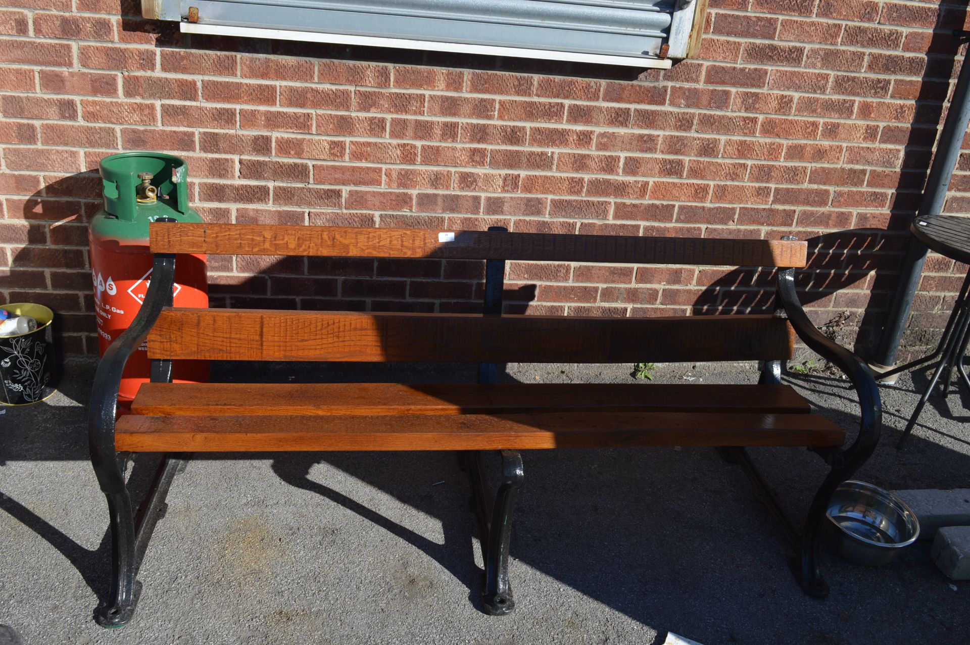 Cast Iron Garden Bench with Oak Seat