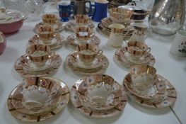 Edwardian Brown Floral & Gilt Decorated Tea Ware