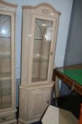 Limed Oak Effect Corner Display Cabinet