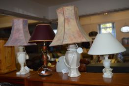 Four Assorted Table Lamps with Shades