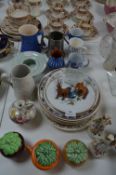 Table Lot; Condiments Jars, Figurines, Decorative