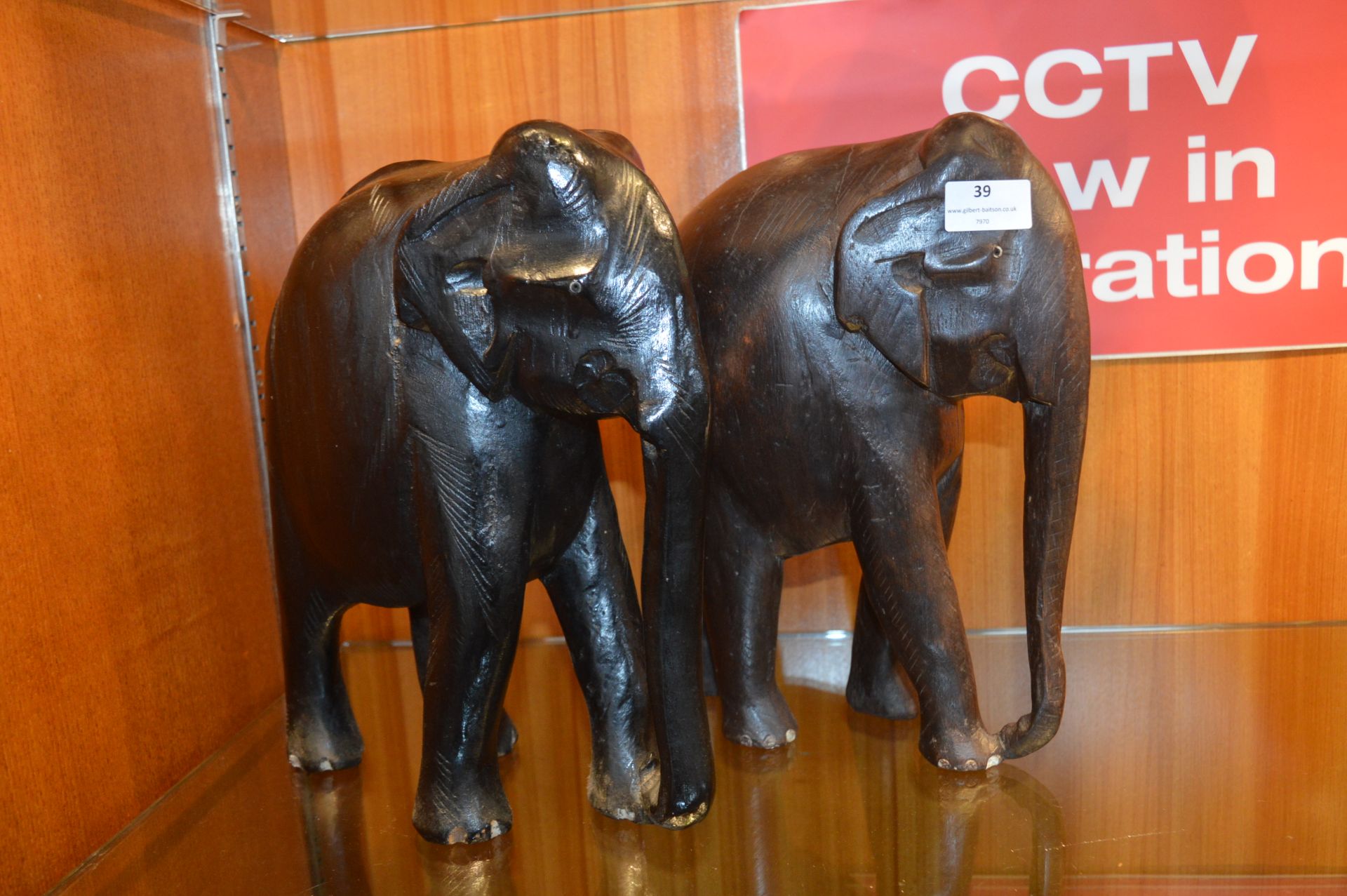 Pair of Carved Wood Elephants