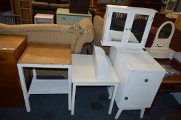 White Painted; TV Table, Coffee Table, Two Side Ca