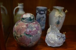 Pottery Vases, Lidded Vase, etc.