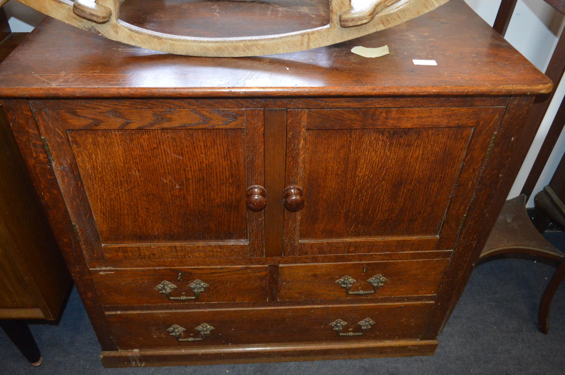 Victorian Oak Side Cabinet with Two Drawers