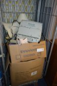 Cage Lot; Pottery Dinnerware, Telephone, Linen Bas