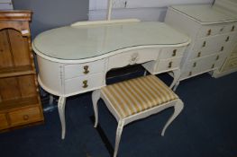 White Louis XIV Style Kidney Shaped Dressing Table