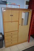 Teak Effect Wardrobe with Four Drawers and Cupboar