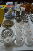 Table Lot; Blue & White Plates, Tea Ware, Pewter M