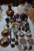 Table Lot of Assorted Pottery Including Cabinet Cu