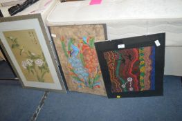 Three Assorted Mounted Paintings - Aboriginal, Ind