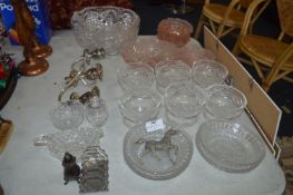 Table Lot of Glassware Including Sundae Dish Sets,