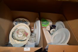 Two Boxes of Kitchenware, Dinnerware, Glassware, M