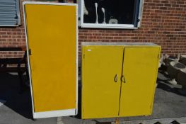 Pair of Yellow Painted Cupboards