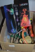 *Box of Toy Including Volcano, Jelly Fish Tank, Pr