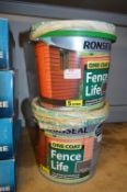 Two 5L Tubs of Ronseal One Coat Fence Life