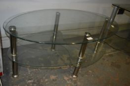 Glass Topped Table with Shelves