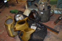 Galvanised Watering Can, Plastic Oil Can, Funnels, etc.