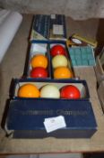 Quantity of Billiard Balls and Two Boxes of Billiard Chalk