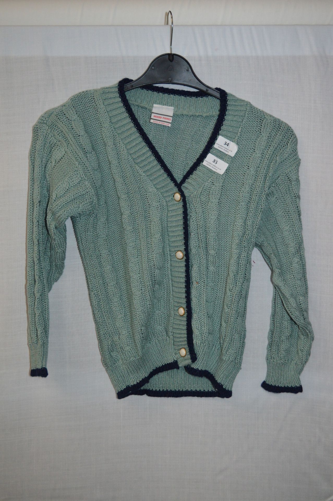 Box of Five Green Knitted Cardigan with Blue Trim