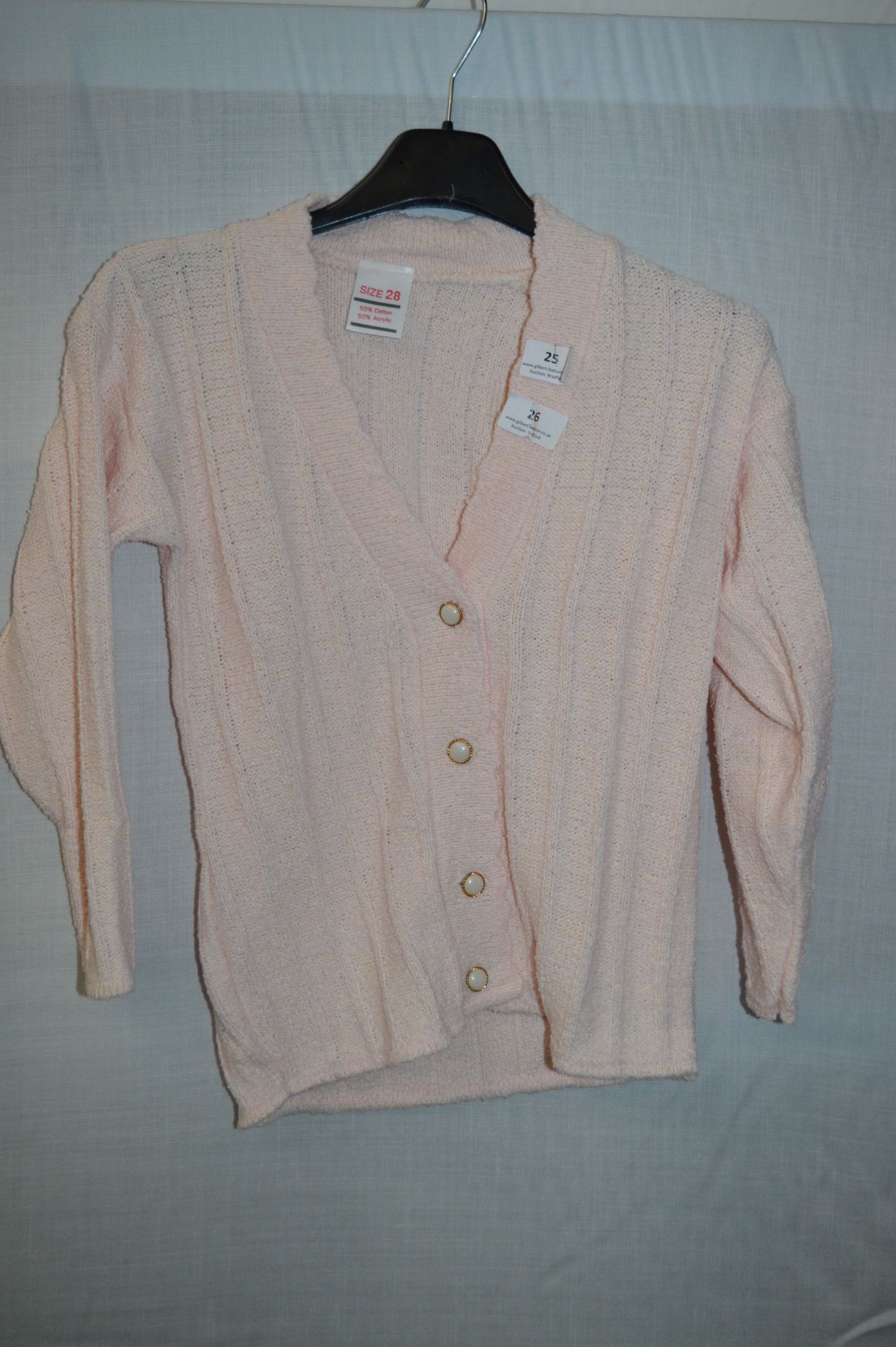 Box of Five PInk Cardigans with Faux Pearl & Gold