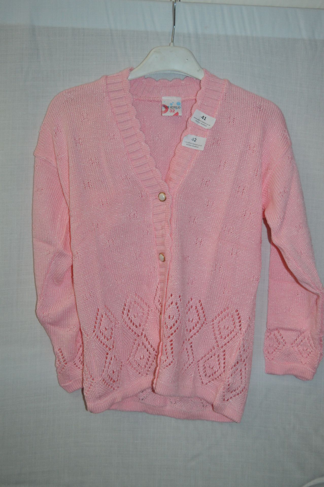 Box of Five Pink Knitted Cardigans with Faux Pearl