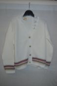 Box of Five White Knitted Cardigans with Coloured
