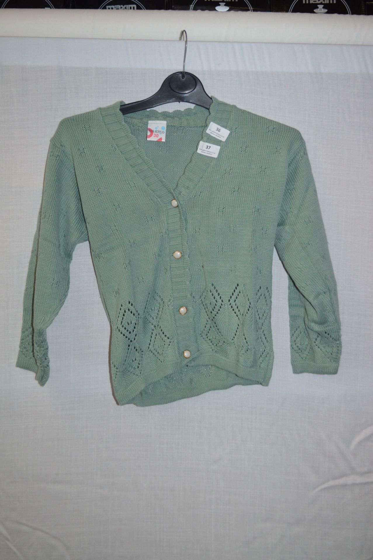 Box of Five Green Knitted Cardigan with Faux Pearl