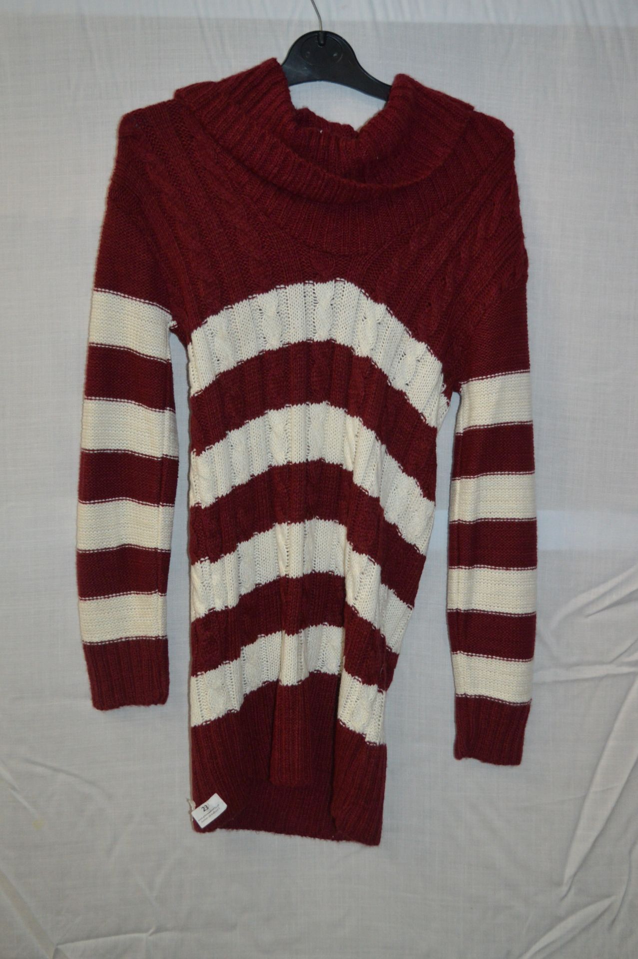 Box of Five Maroon & Cream Knitted Jumper Dresses