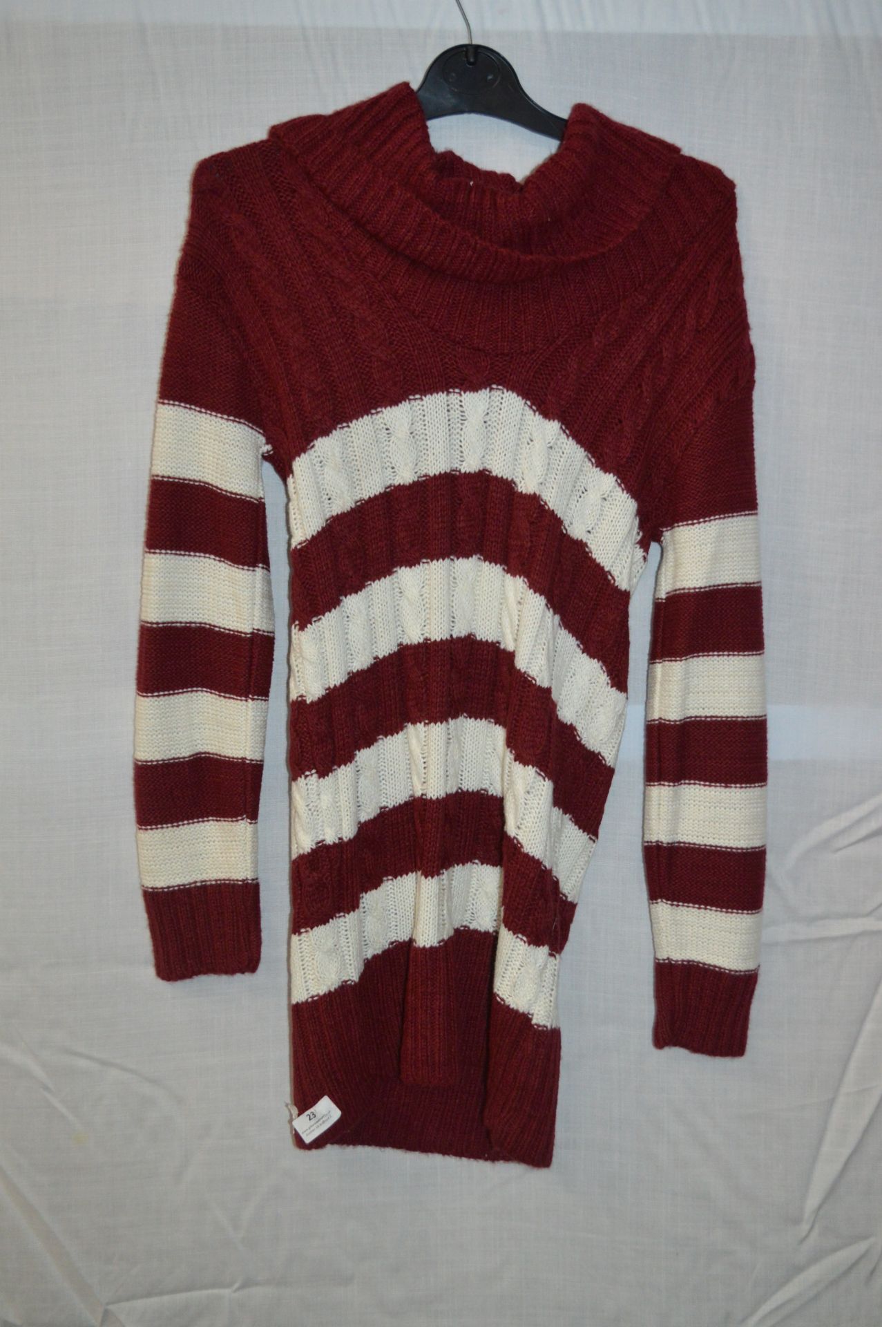 Box of Five Maroon & Cream Knitted Jumper Dresses