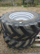 *Pair of Mitas 450/70-24 Agricultural TYres on Mer