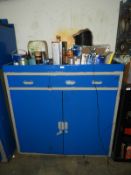 *Wood Storage Cabinet Containing Assorted Paints,