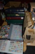 Eleven Stamp Albums and a Box of Stamps