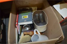 Box of Kitchen Items Including Toaster, Kettle, Ju