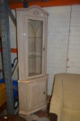 Glass Fronted Pine Effect Corner Unit