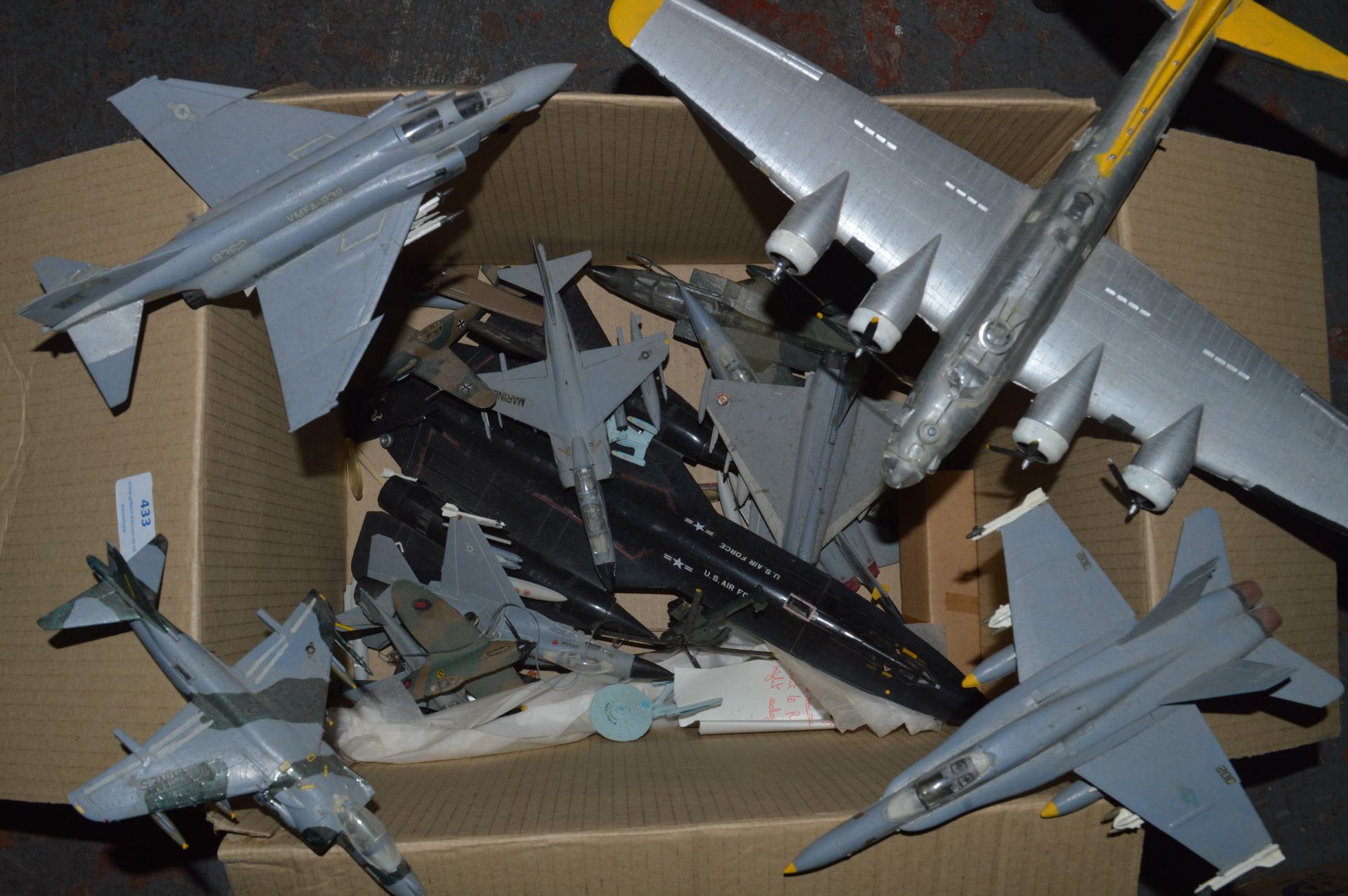 Box of Plastic Military Model Aeroplanes