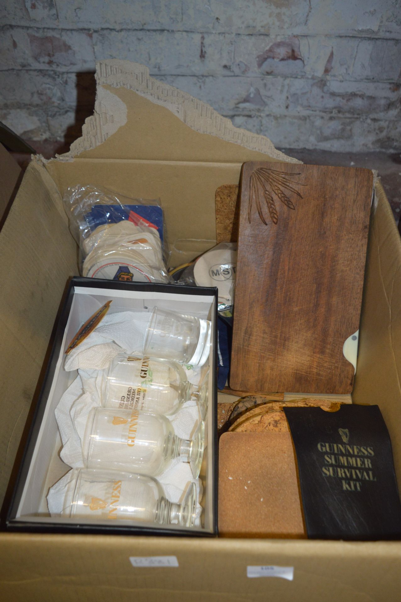 Box of Guinness Glass, Beer Mats, etc.