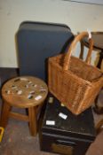 Suitcase, Basket and a Stool etc.