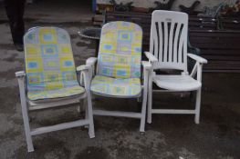 Three Folding Plastic Garden Chairs