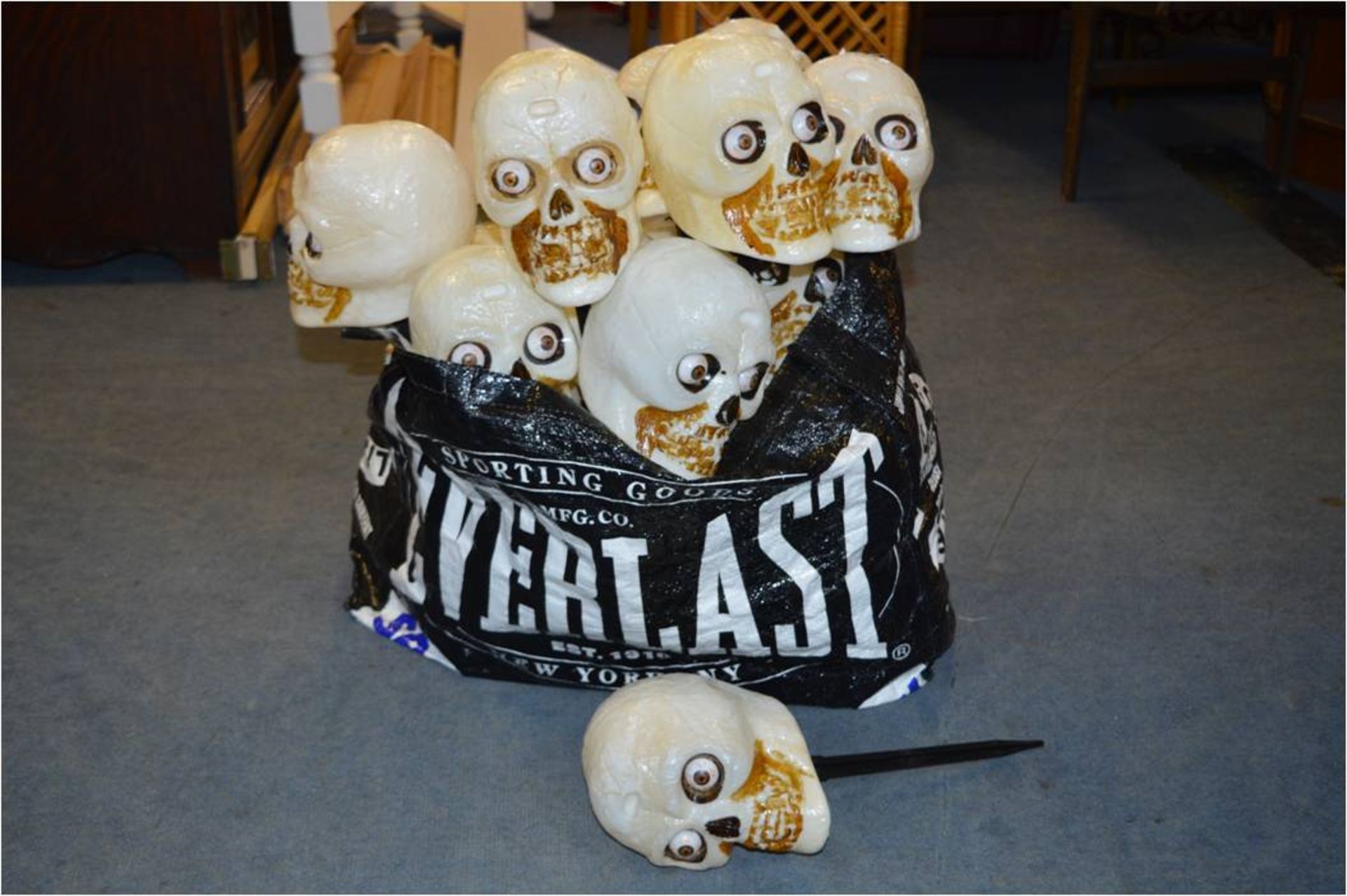 Large Lot of Halloween Skulls on Spikes