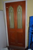 External Mahogany Door with Leaded Glass Arch Wind