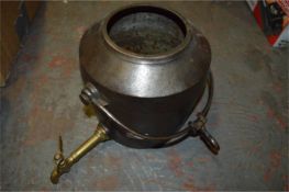 Antique Cast Iron Cauldron with Brass Tap