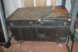 Large Industrial Metal Trunk with Twin Lock and Wh