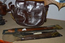 Leather Cartridge Bag and Two Shotgun Cleaning Rod