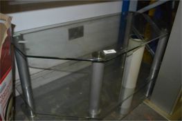 Glass TV Stand with Shelf