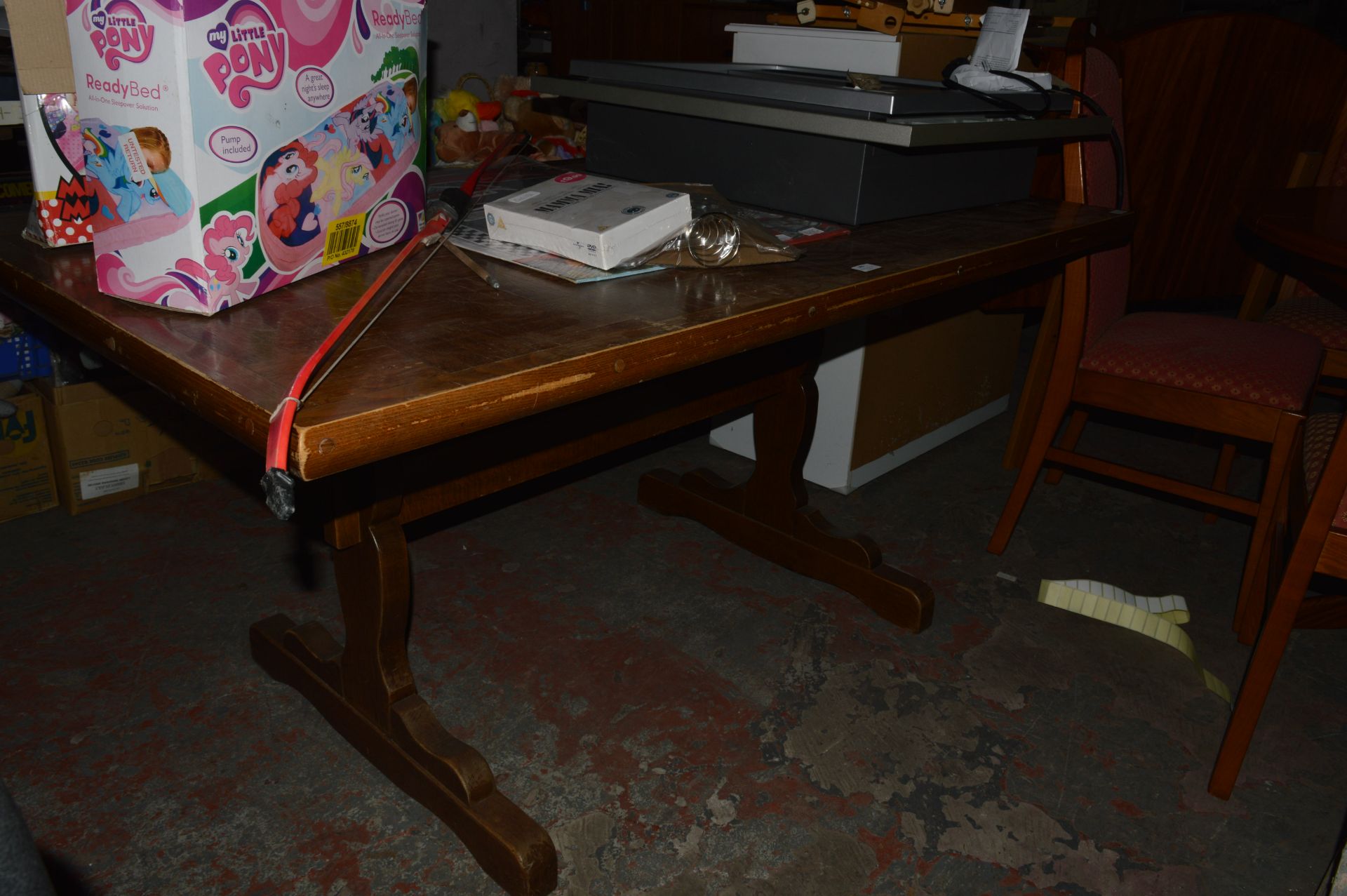 Wooden Dining Table on Twin Pedestal Base