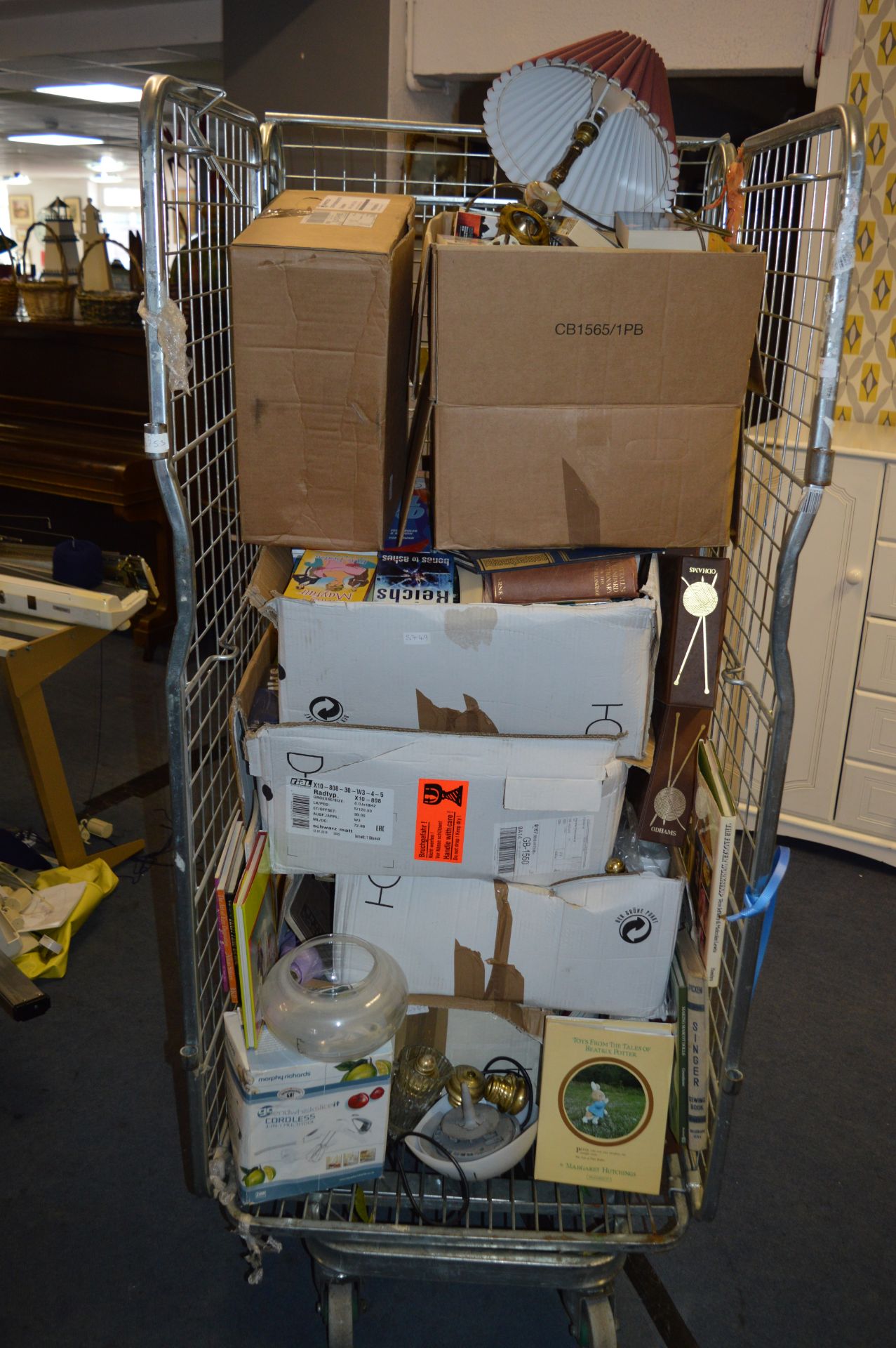 Cage Lot Containing Large Quantity of Books and Bric a Brac