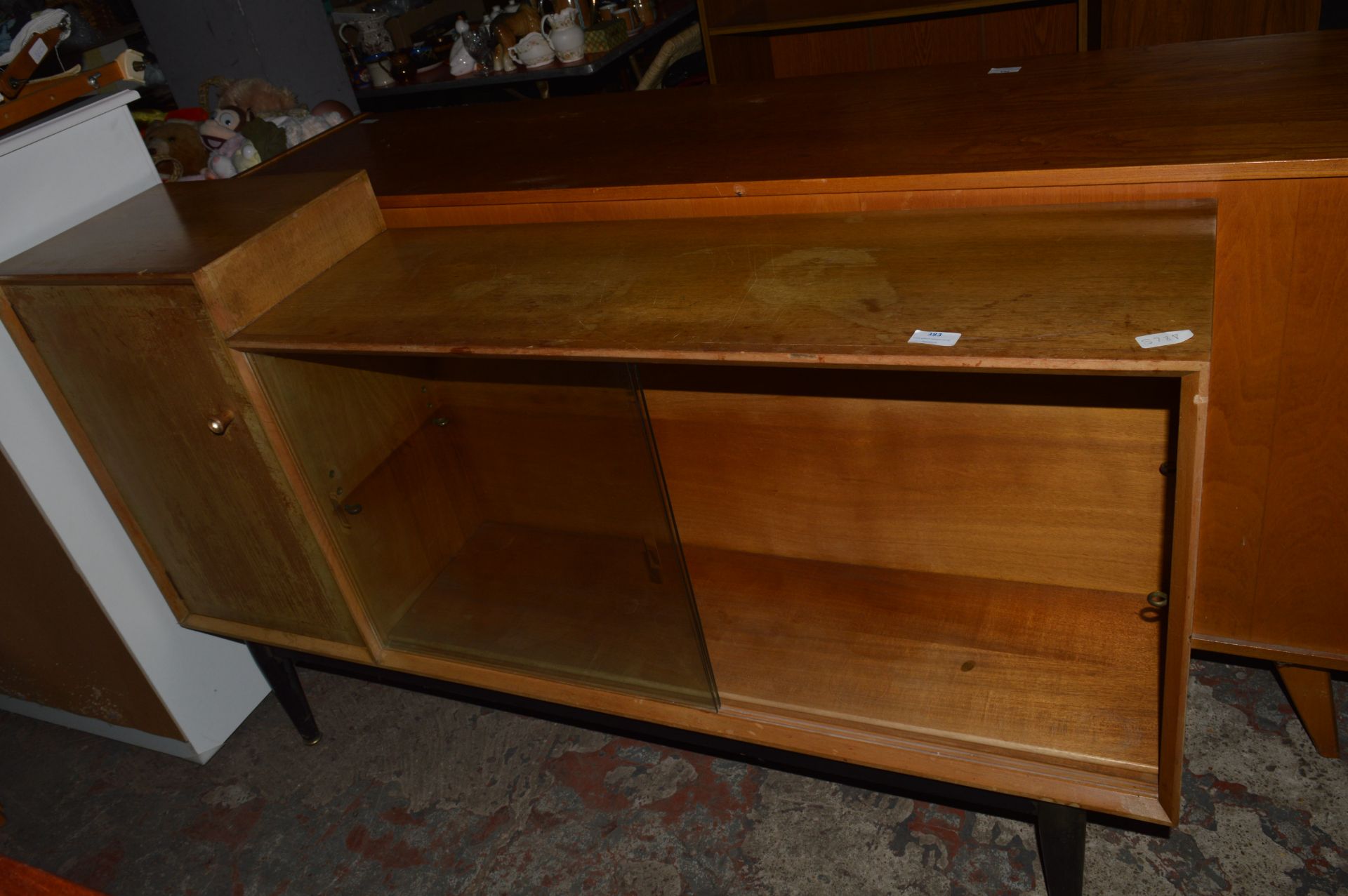 Retro Glass Fronted Wooden Sideboard